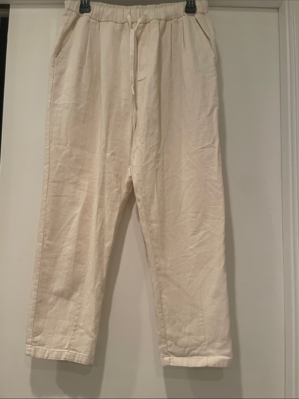 Zara Cream Cropped Drawstring Pants
